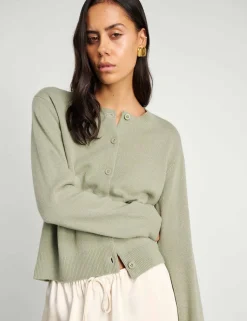 Pure Merino Wool Crew Neck Button Front Cardigan