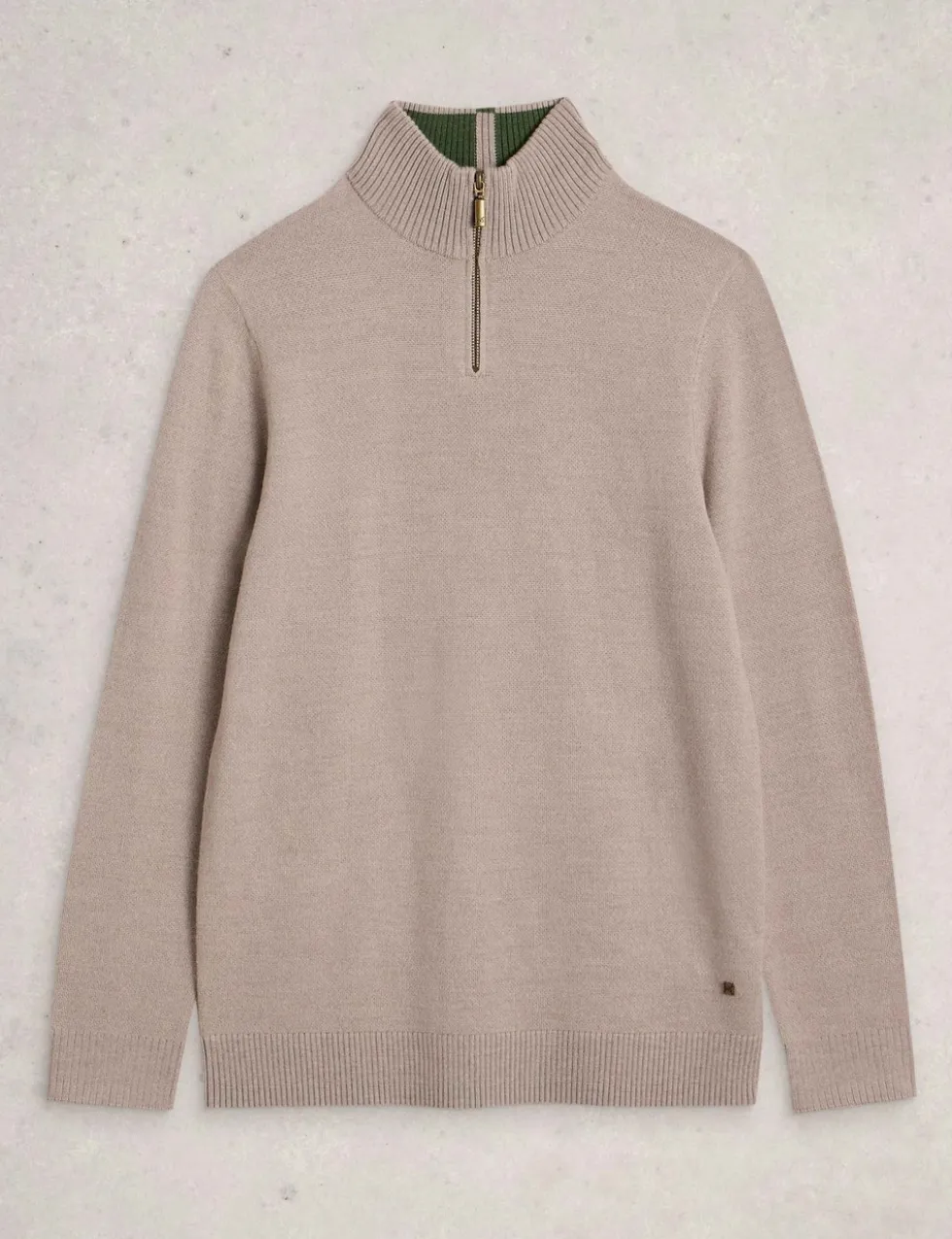 Pure Merino Wool Funnel Neck Half Zip Jumper