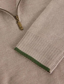 Pure Merino Wool Funnel Neck Half Zip Jumper