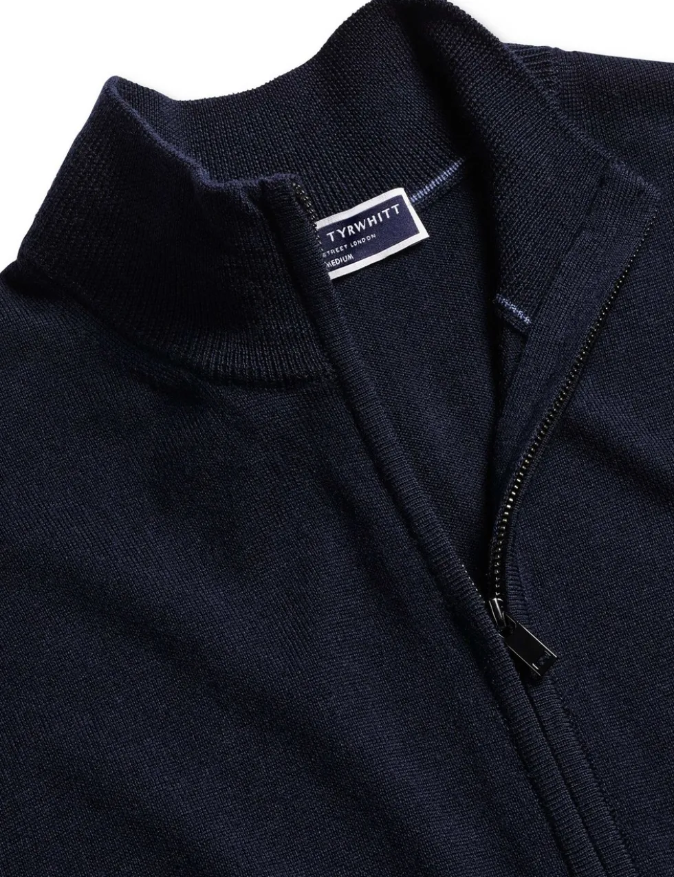 Pure Merino Wool Funnel Neck Cardigan