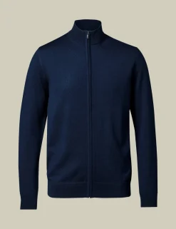 Pure Merino Wool Funnel Neck Cardigan