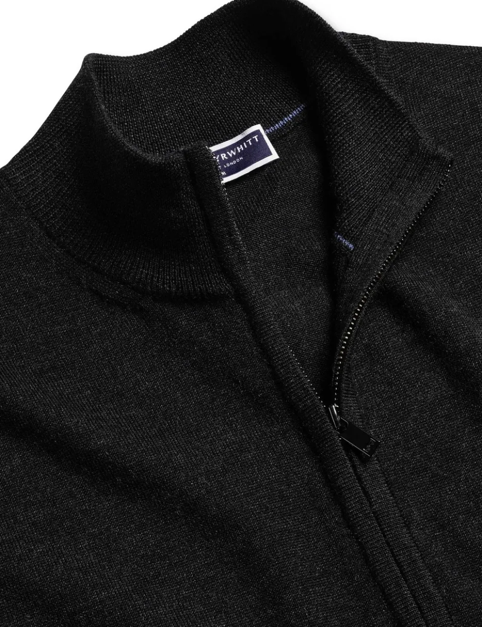 Pure Merino Wool Funnel Neck Cardigan