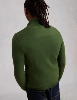 Pure Merino Wool Funnel Neck Half Zip Jumper