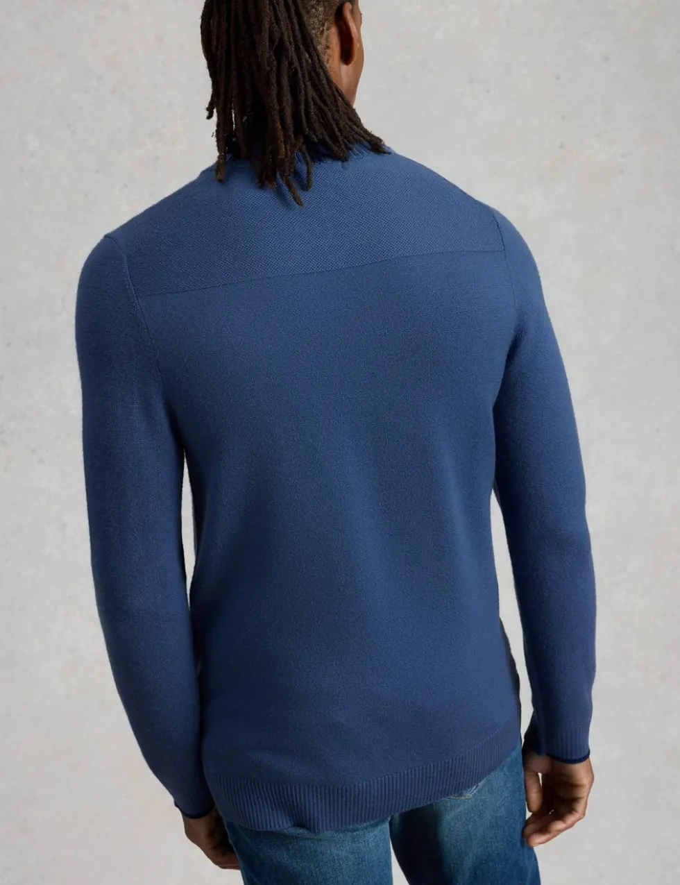 Pure Merino Wool Funnel Neck Half Zip Jumper
