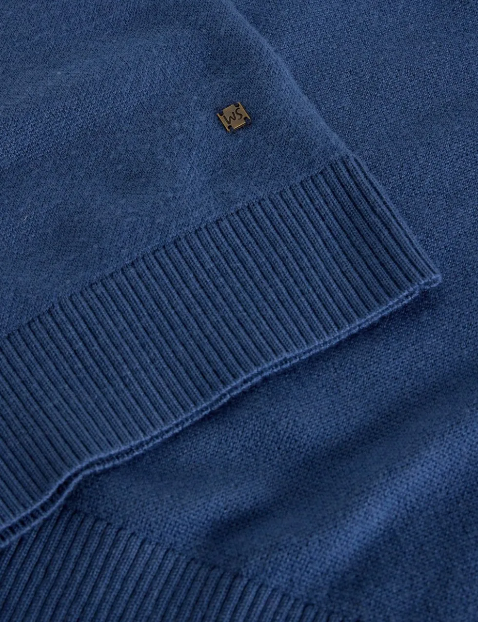 Pure Merino Wool Funnel Neck Half Zip Jumper