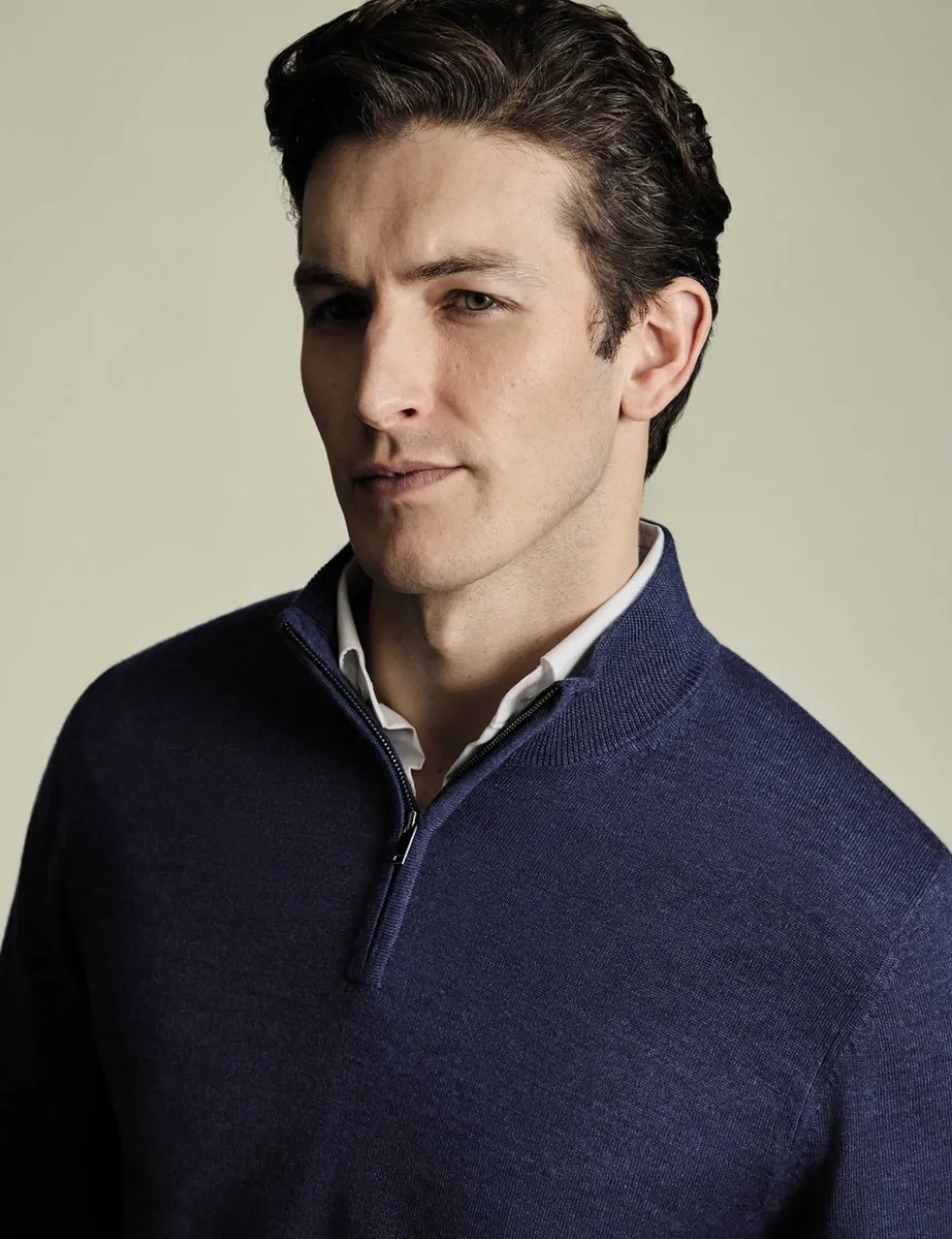 Pure Merino Wool Half Zip Jumper