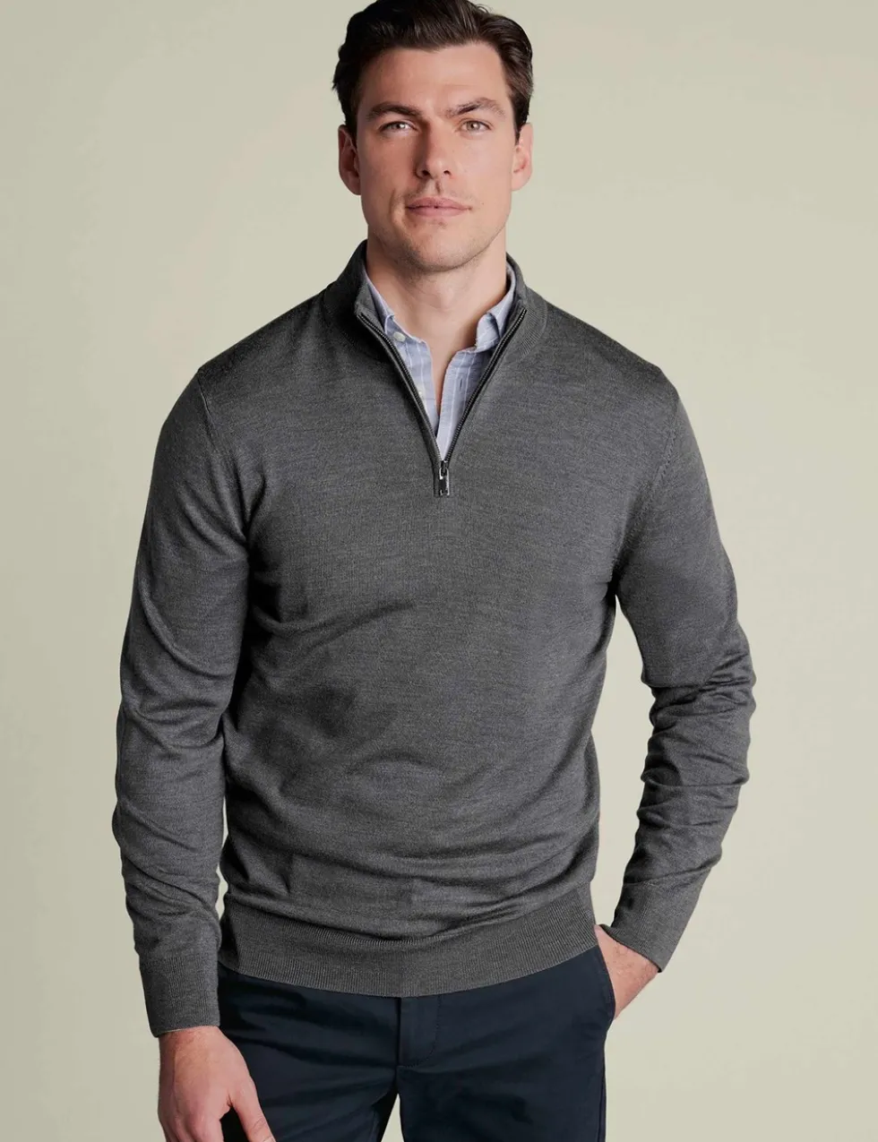 Pure Merino Wool Half Zip Jumper