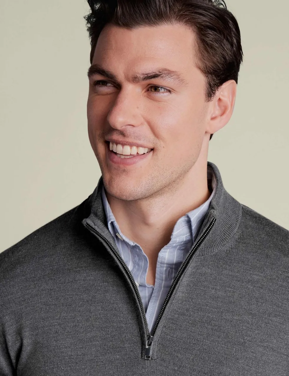 Pure Merino Wool Half Zip Jumper