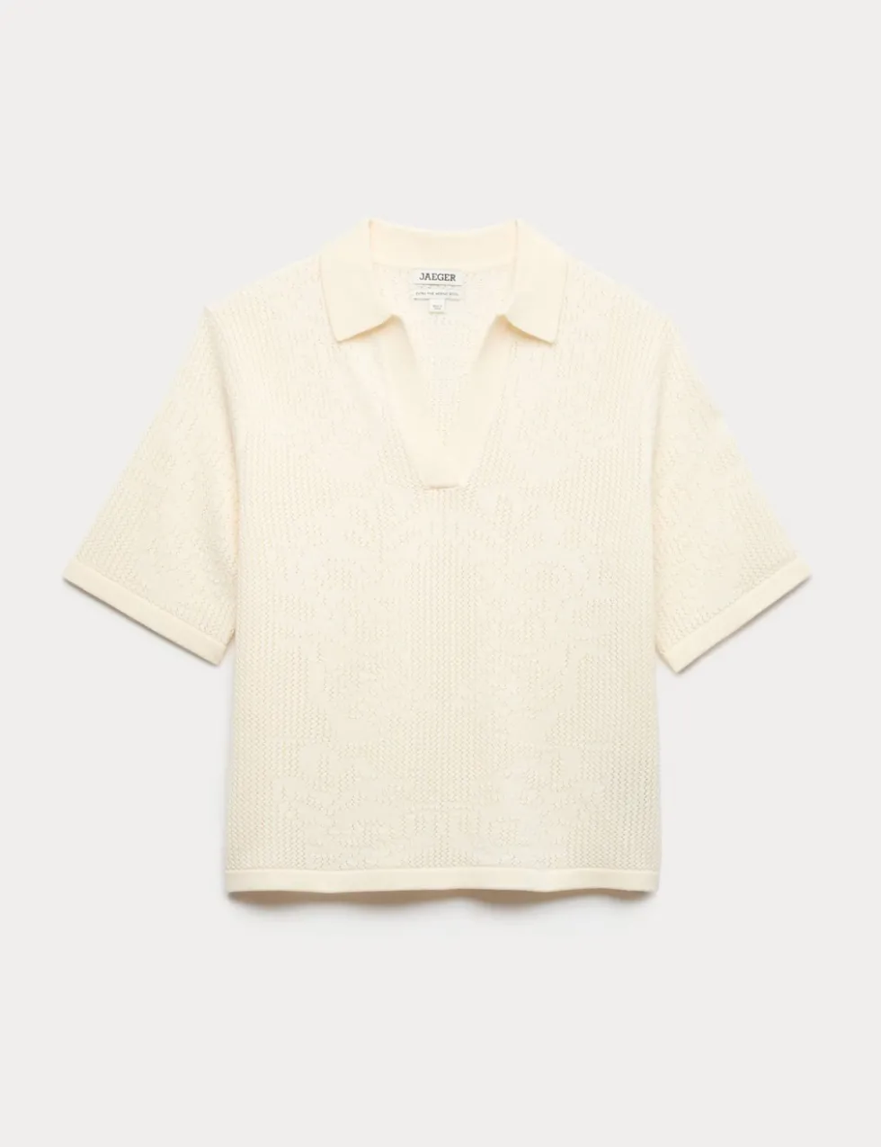 Pure Merino Wool Pointelle Polo Shirt