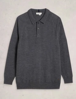 Pure Merino Wool Polo Neck Half Zip Jumper