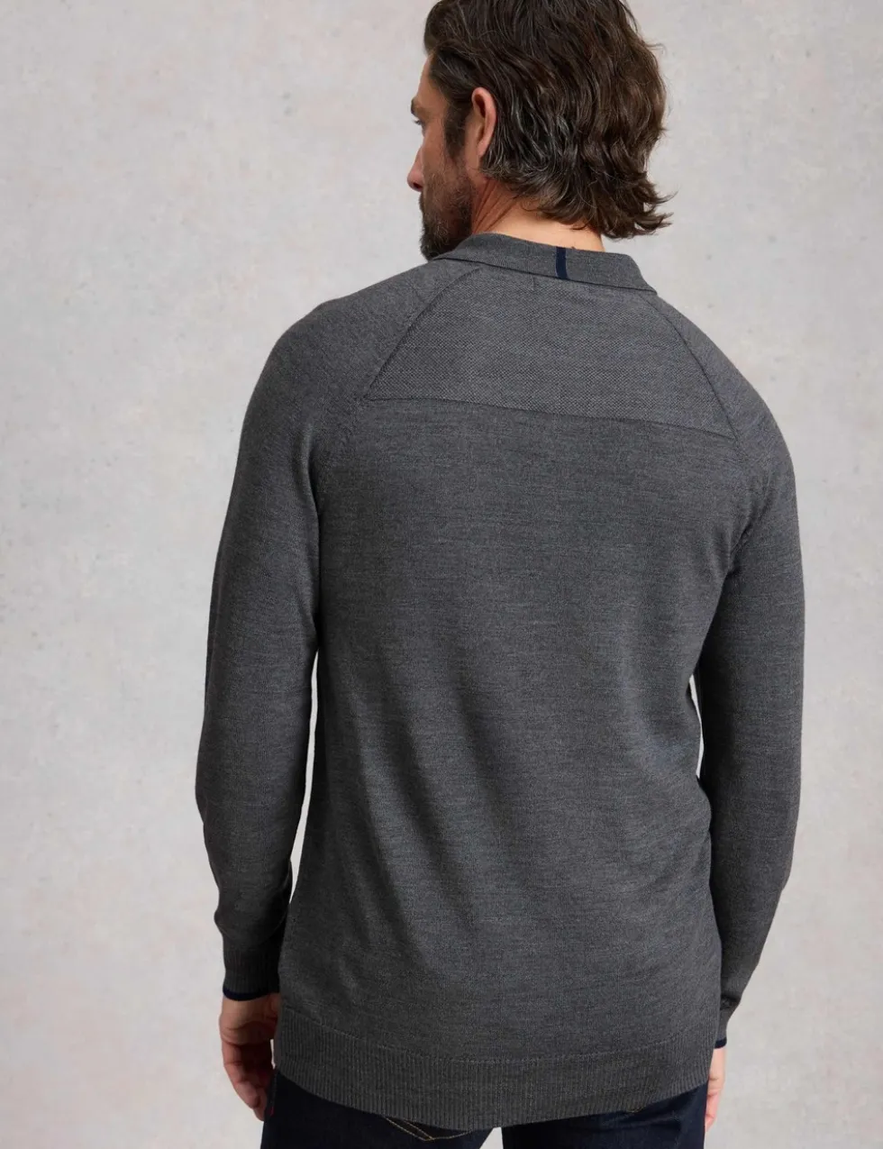 Pure Merino Wool Polo Neck Half Zip Jumper
