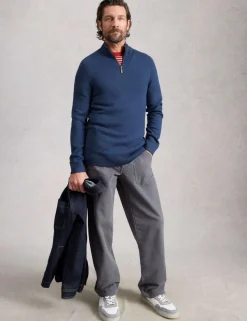 Pure Merino Wool Polo Neck Half Zip Jumper