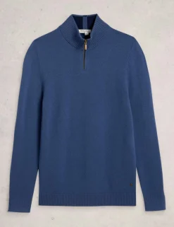 Pure Merino Wool Polo Neck Half Zip Jumper