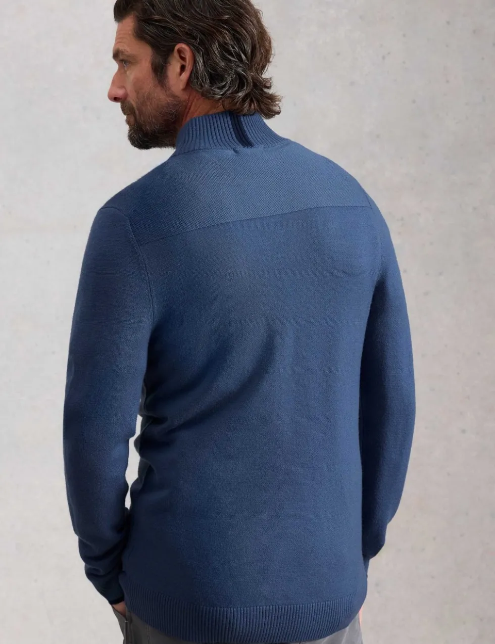 Pure Merino Wool Polo Neck Half Zip Jumper