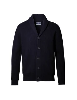 Pure Merino Wool Rib Shawl Collar Cardigan