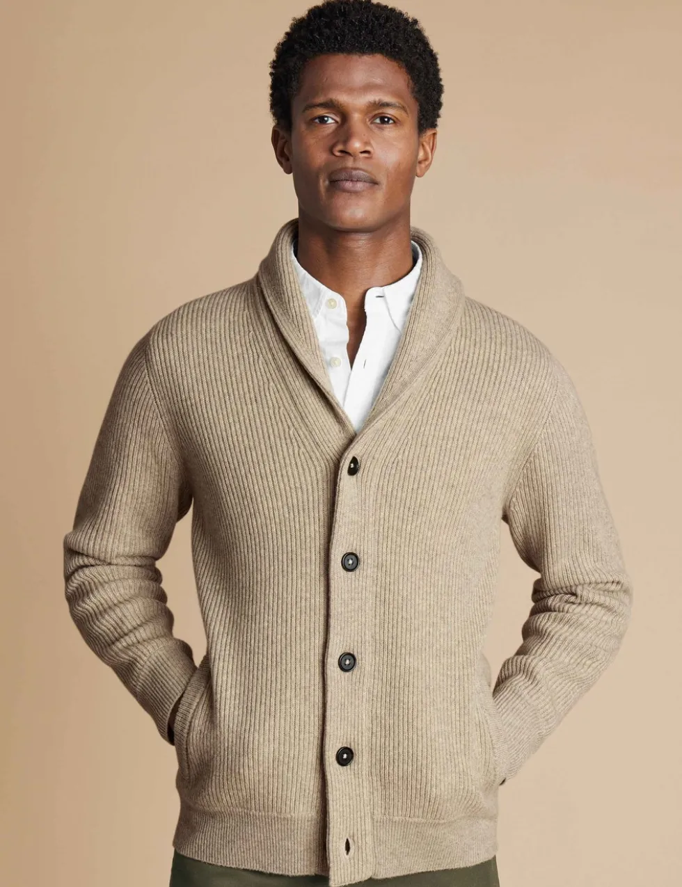 Pure Merino Wool Shawl Collar Cardigan