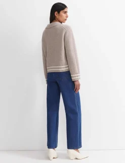 Pure Merino Wool Textured Collared Cardigan