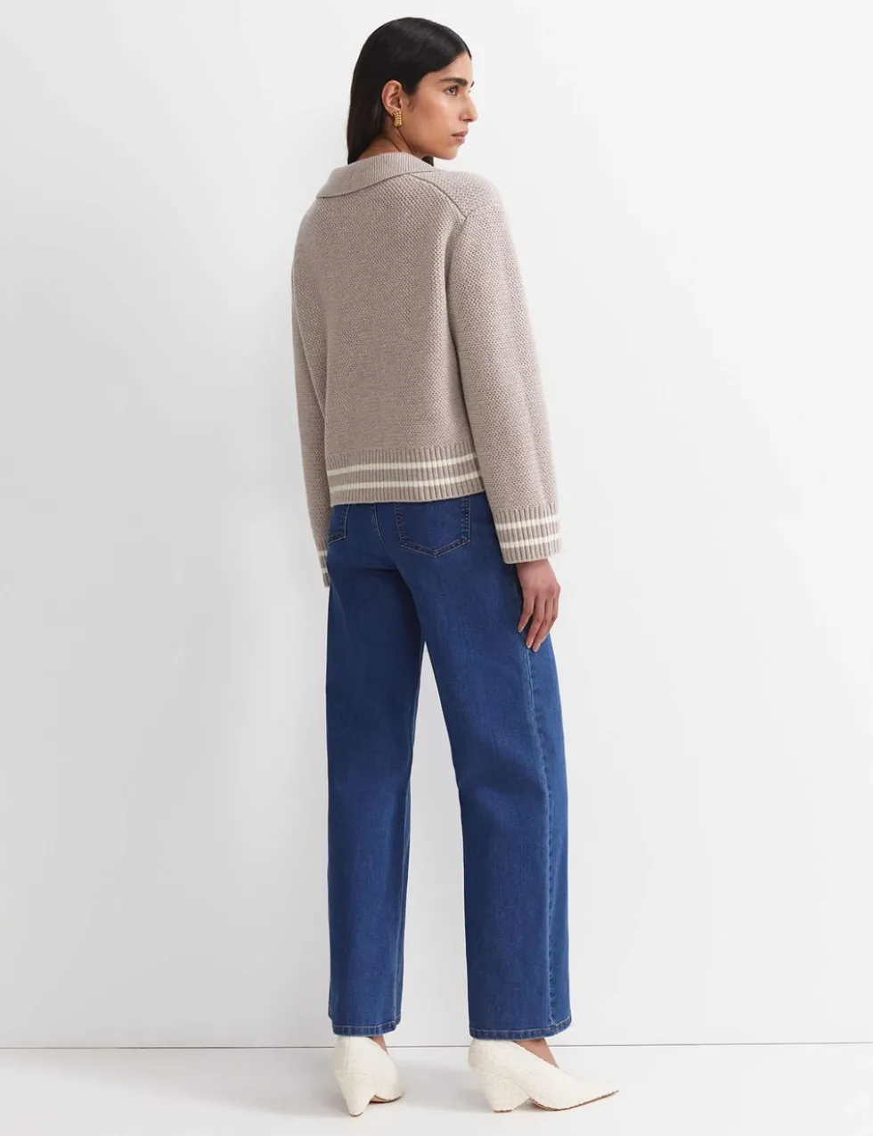 Pure Merino Wool Textured Collared Cardigan