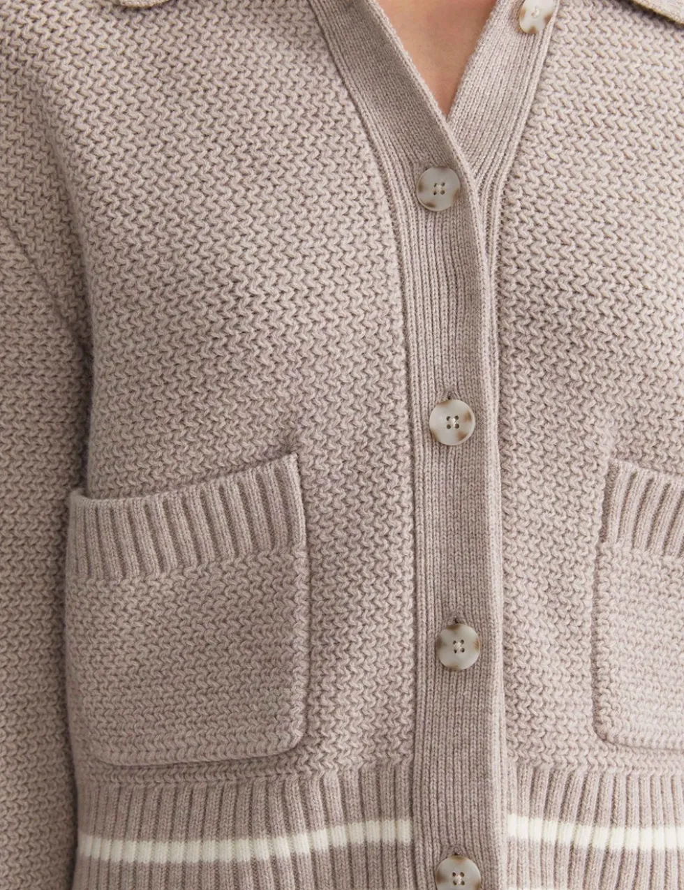 Pure Merino Wool Textured Collared Cardigan