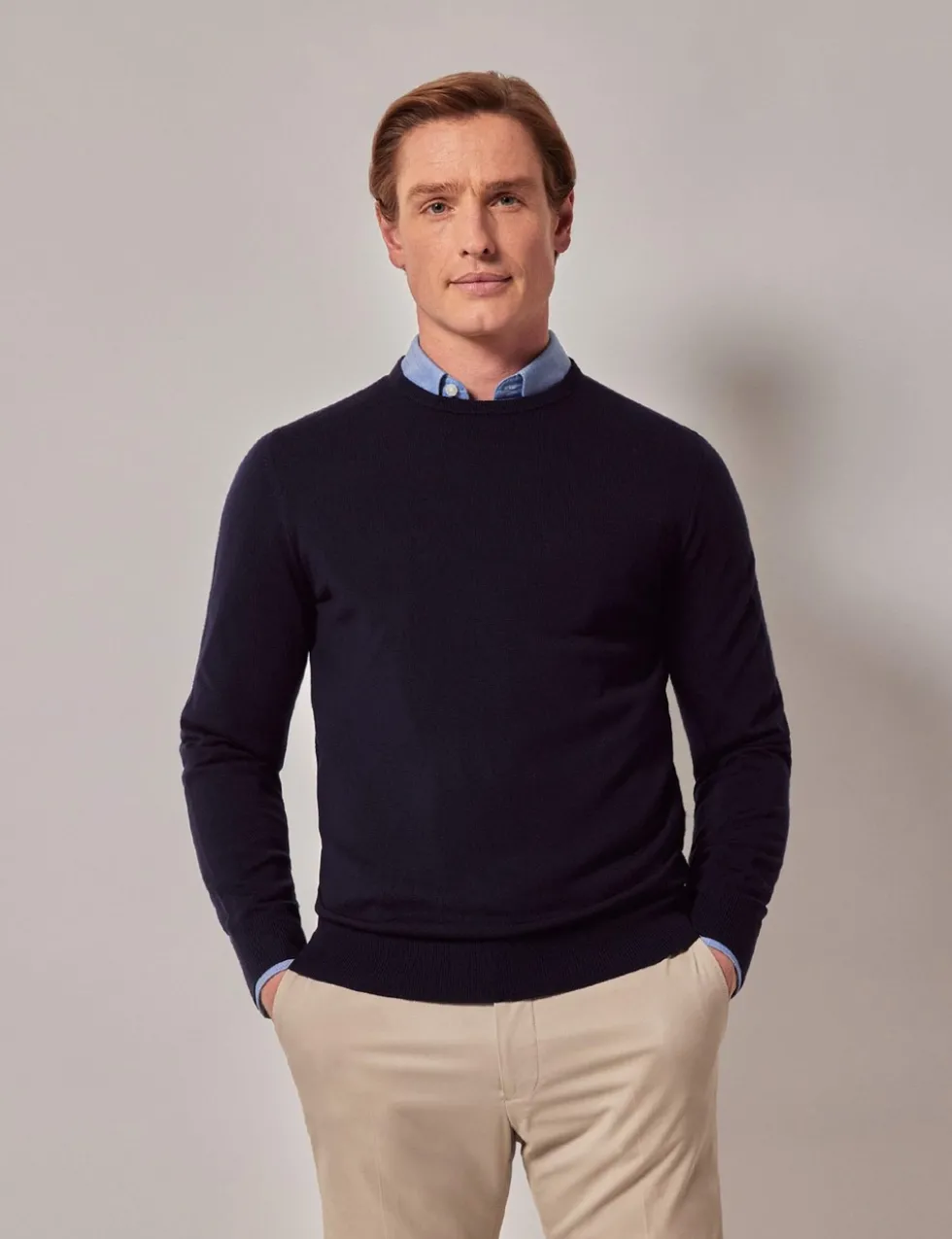 Pure Merino Wool Textured Crew Neck Jumper