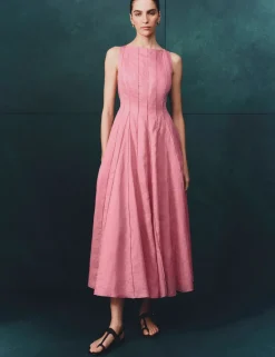 Pure Ramie Godet Waisted Maxi Dress