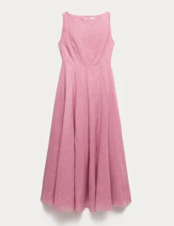 Pure Ramie Godet Waisted Maxi Dress