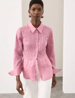 Pure Ramie Pintuck Waisted Shirt