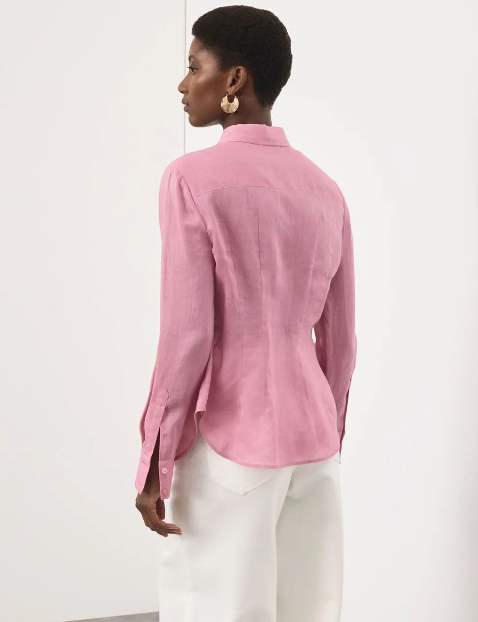Pure Ramie Pintuck Waisted Shirt