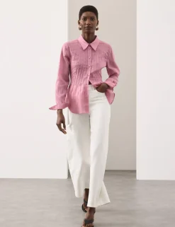 Pure Ramie Pintuck Waisted Shirt