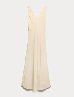 Pure Silk Beaded V-Neck Maxi Slip Dress
