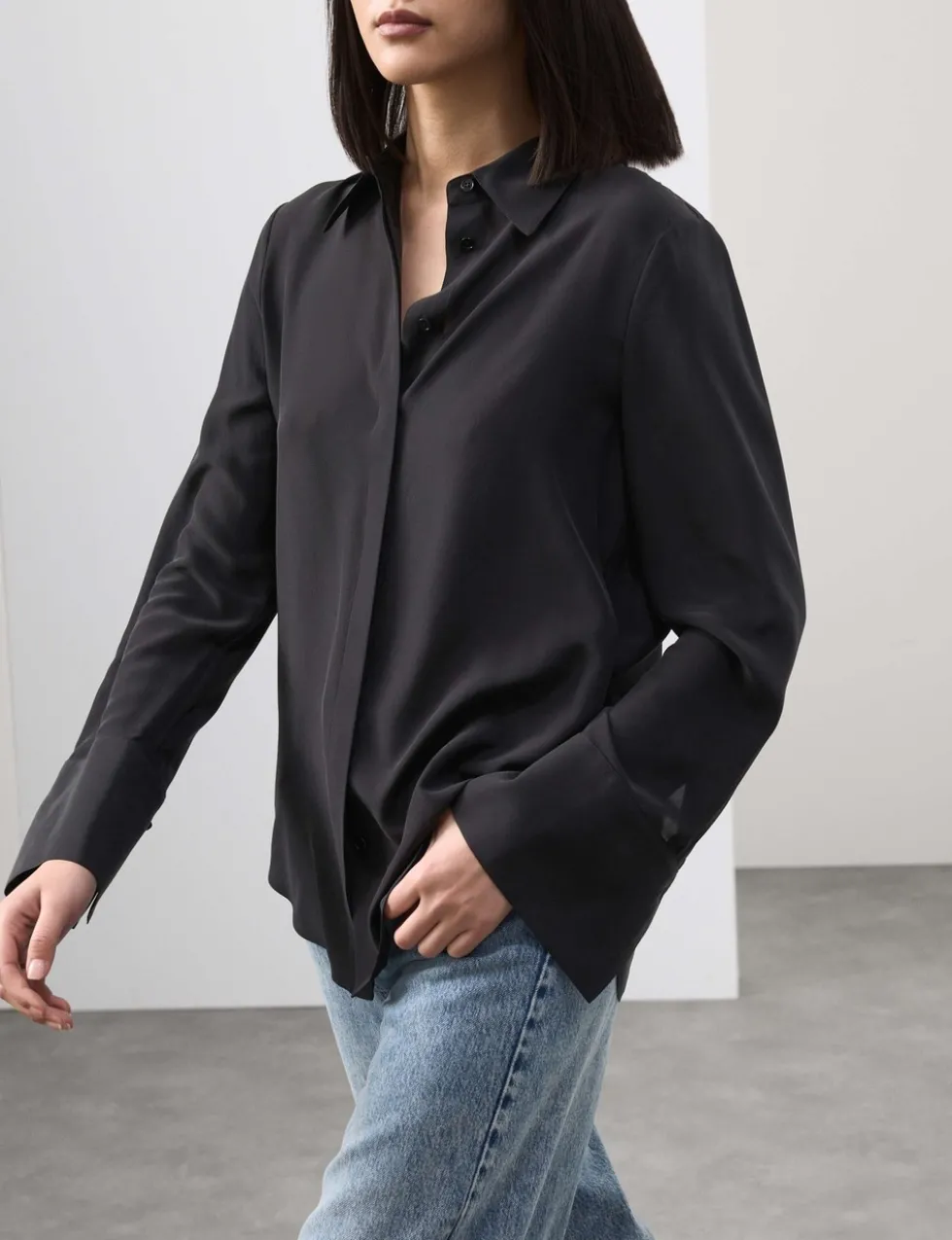 Pure Silk Collared Shirt