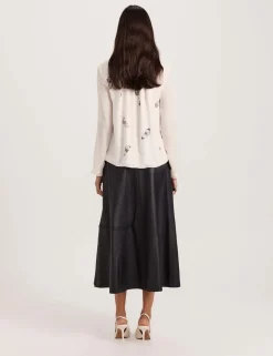 Pure Silk Floral High Neck Blouse