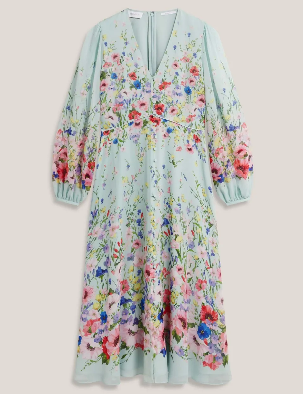 Pure Silk Floral Midi Waisted Dress