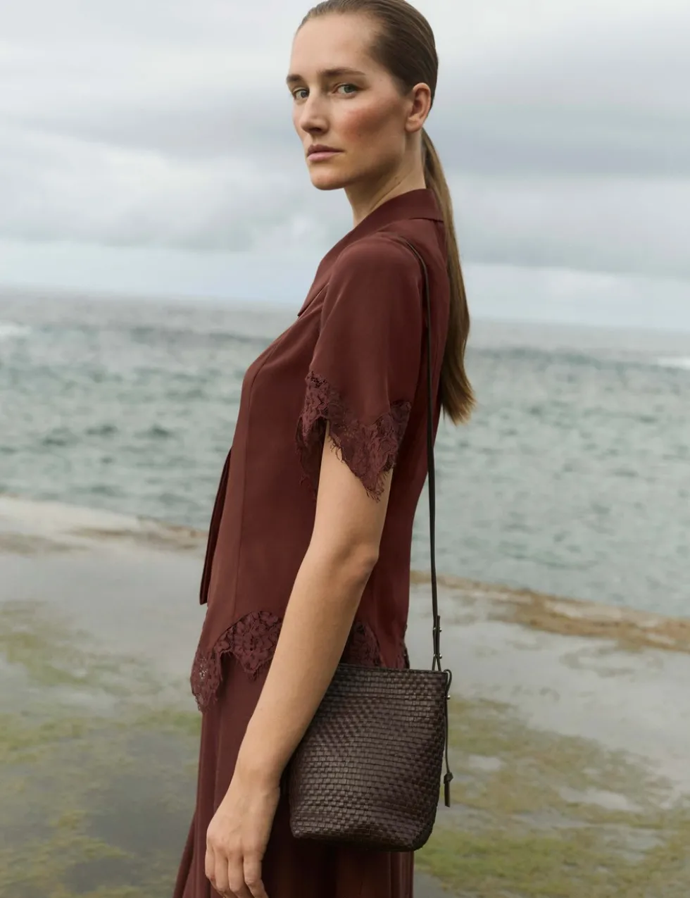 Pure Silk Lace Insert Shirt