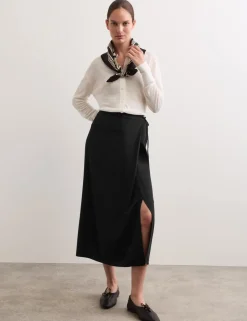 Pure Silk Midi Wrap Skirt