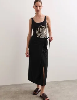 Pure Silk Midi Wrap Skirt