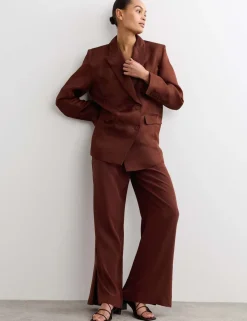 Pure Silk Organza Double Breasted Longline Blazer