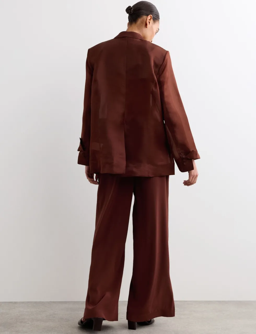 Pure Silk Organza Double Breasted Longline Blazer