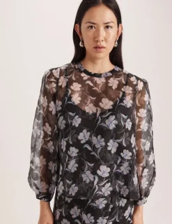 Pure Silk Organza Primrose Floral Top