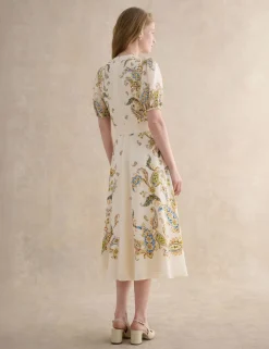 Pure Silk Paisley Belted Midi Skater Dress