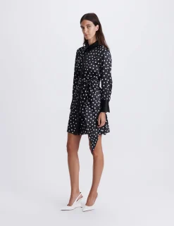 Pure Silk Polka Dot Mini Shirt Dress