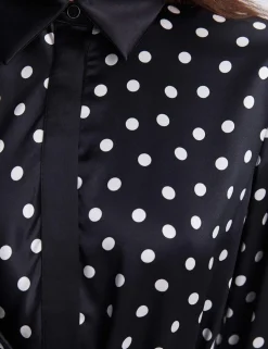 Pure Silk Polka Dot Mini Shirt Dress