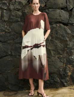 Pure Silk Printed Midi Dress