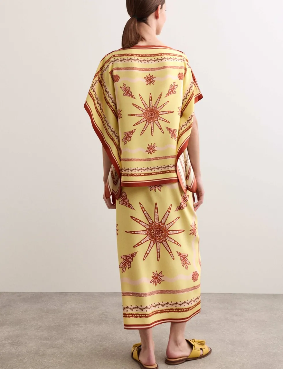 Pure Silk Printed Slash Neck Top