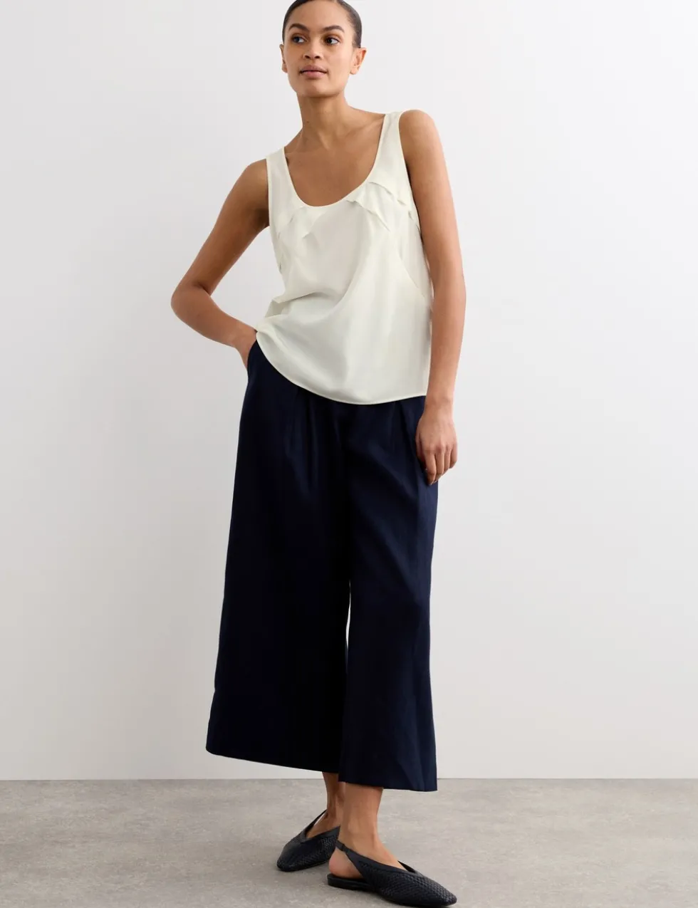 Pure Silk Sculpted Detail Shell Top