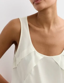 Pure Silk Sculpted Detail Shell Top
