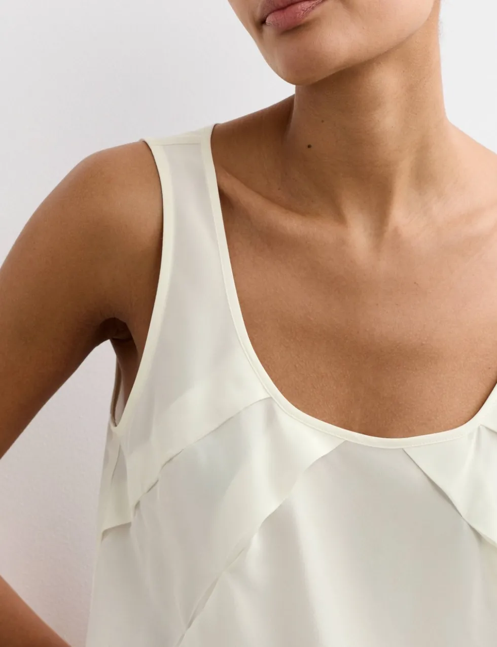 Pure Silk Sculpted Detail Shell Top