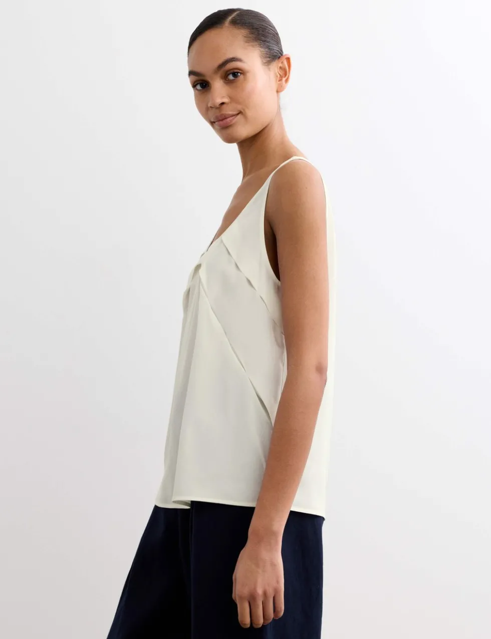 Pure Silk Sculpted Detail Shell Top