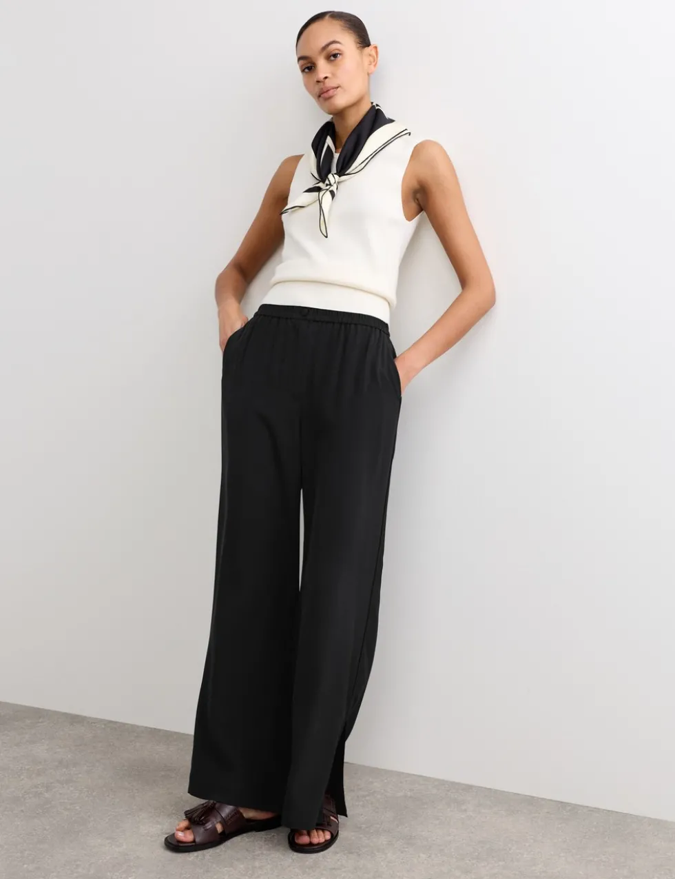 Pure Silk Wide Leg Trousers