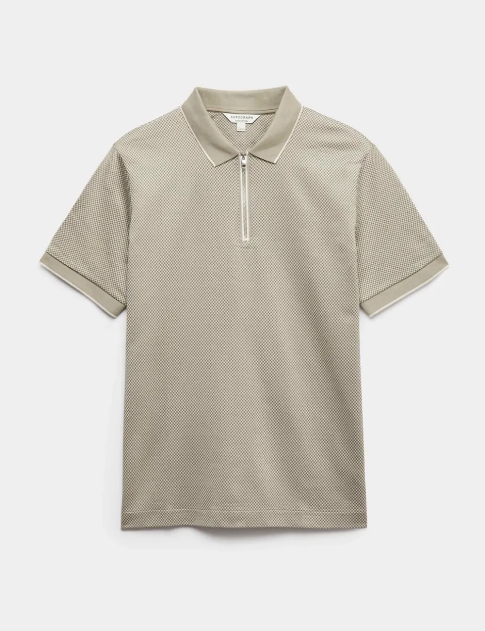 Pure Supima® CottonJacquard Zip Up Polo Shirt